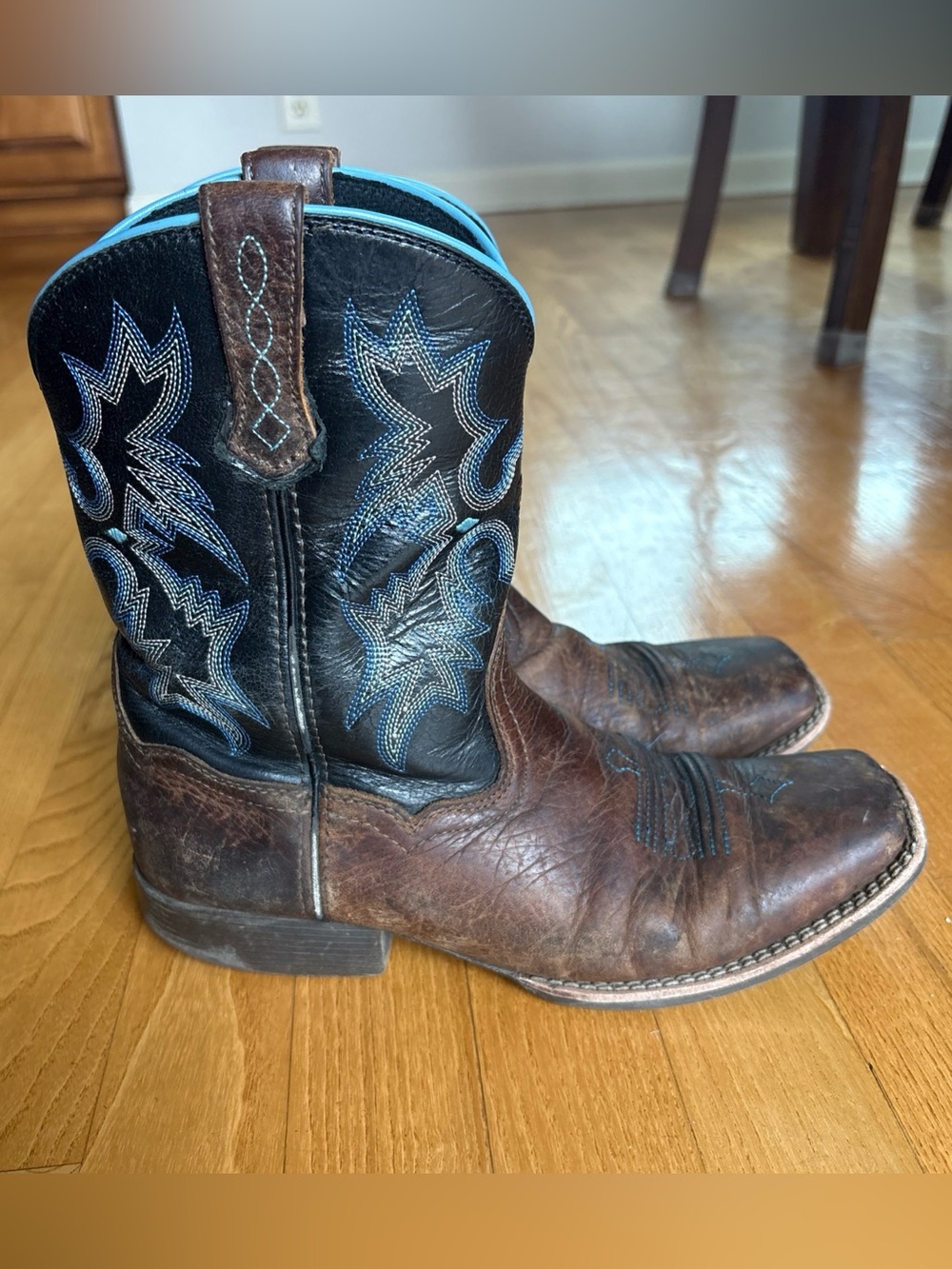 Ariat Tombstone Western Boots Cowboy Big Kid Earth Black Brown Blue Size 5 Youth